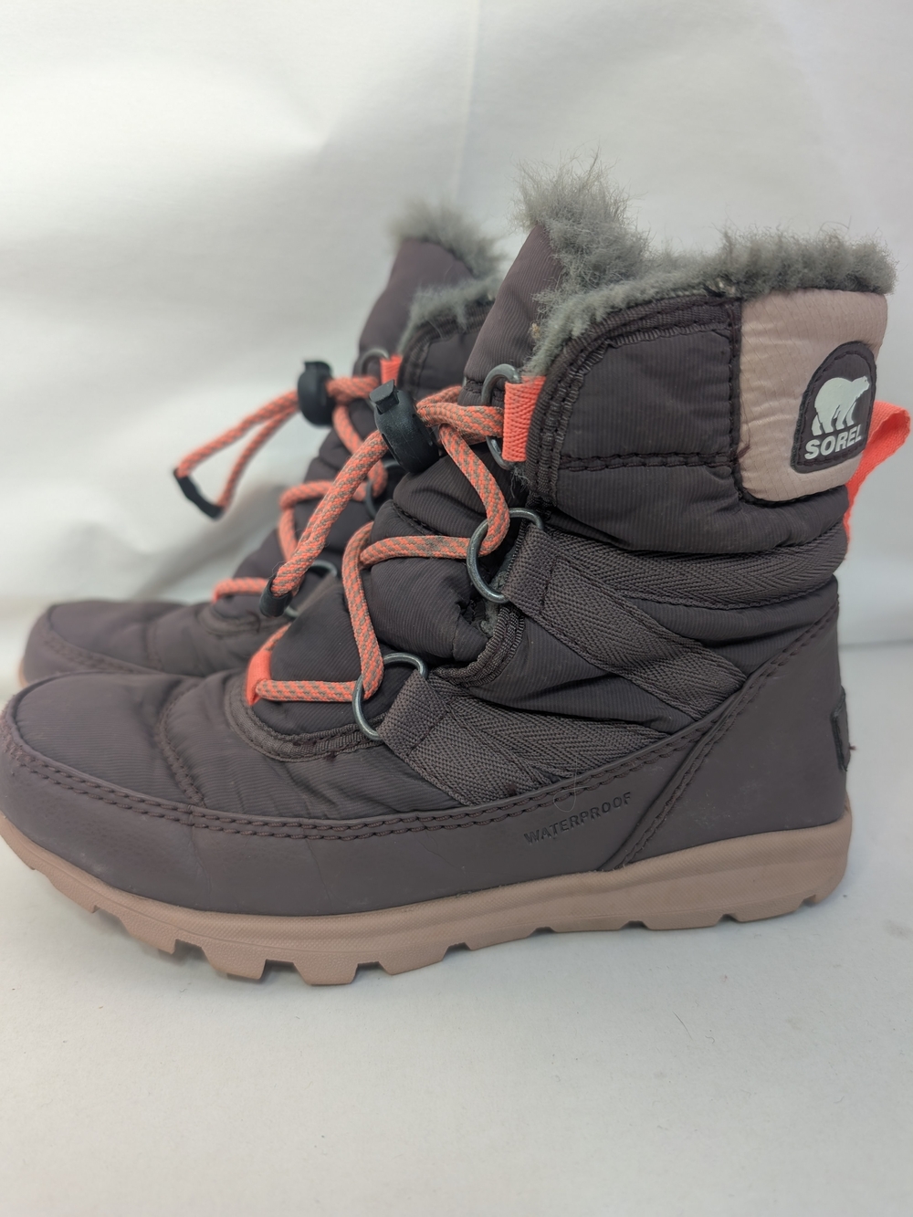 SOREL Kids Size 1 Waterproof Winter Snow Boots Faux Fur Bungee Lace
